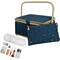 SINGER® Large Leaf Print Sewing Basket with Travel Sewing Kit & Matching Zipper Pouch